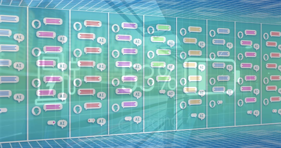 AI Chat Processing Visualized on Digital Grid