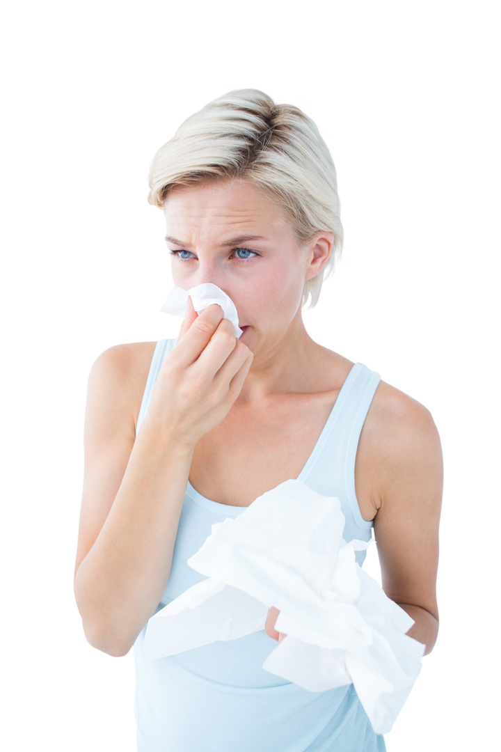 Transparent PNG of Sick Caucasian Woman Holding Tissues - Download Free Stock Images Pikwizard.com