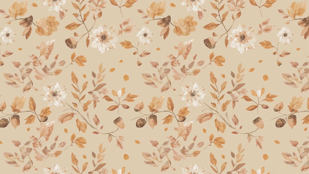 Autumn Daisies and Acorns Watercolor Pattern
