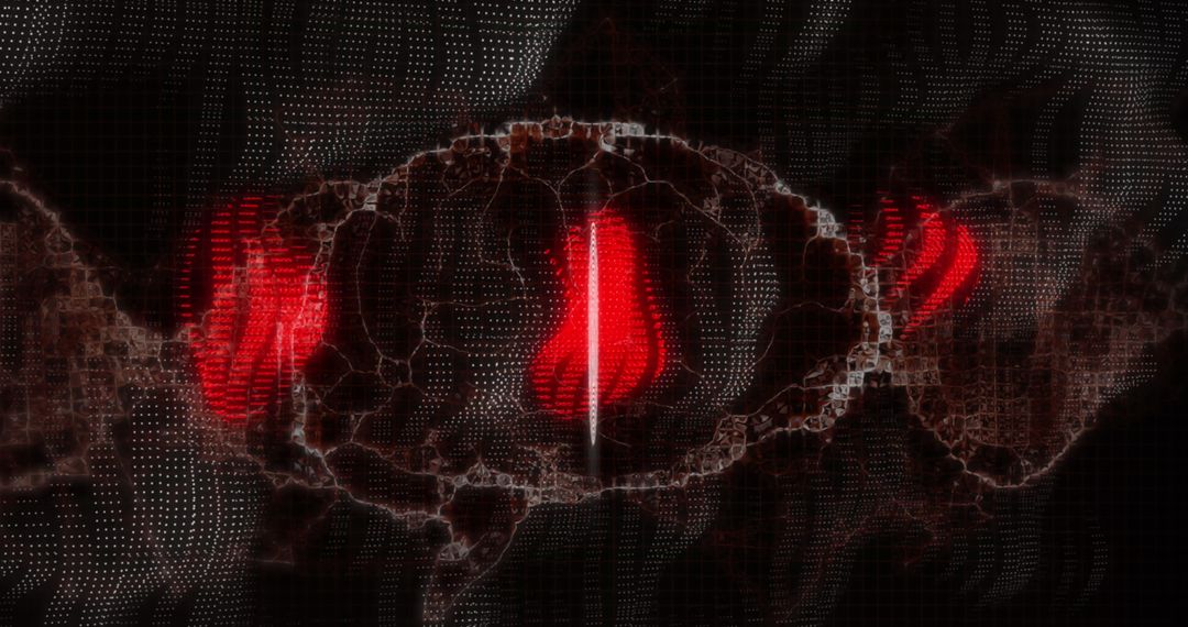 Digital Fingerprint and Brain Scan with Glowing Red Data