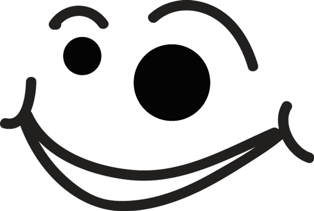 Black Smiley Face with Wink on Transparent Background