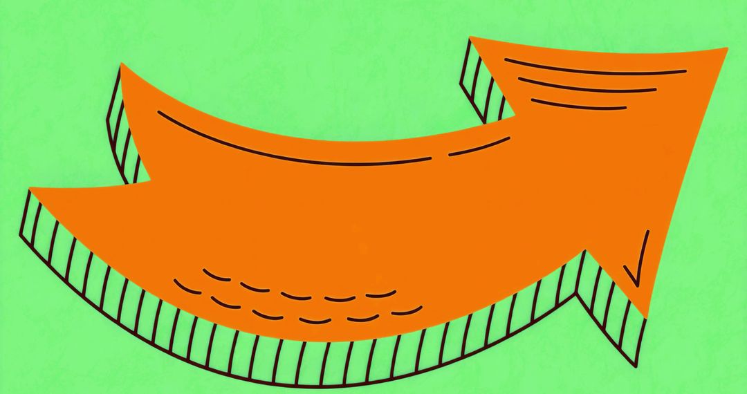 Curving Orange Arrow on Lime Green Backdrop with Modern Design