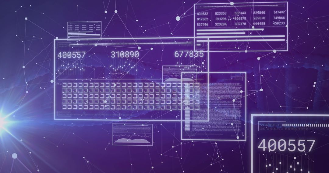 Futuristic Digital Interface Screens with Numeric and Code Display