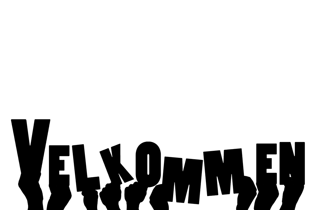 Velkommen Text with Hands Design on Transparent Background