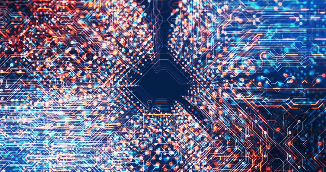 Abstract Circuit Board Symmetry with Vibrant Color Patterns