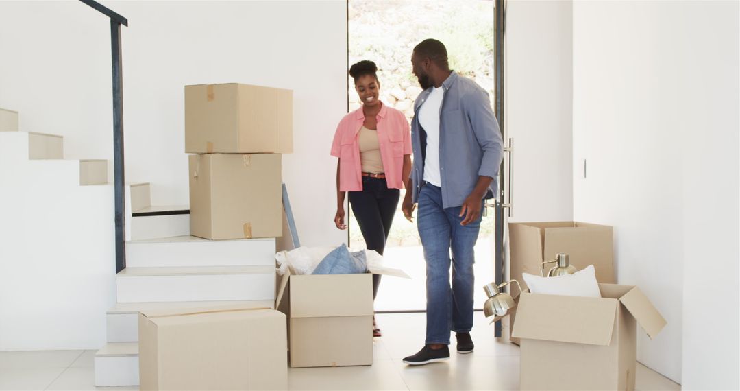 Happy Couple Moving Into New Home Embracing Change Together