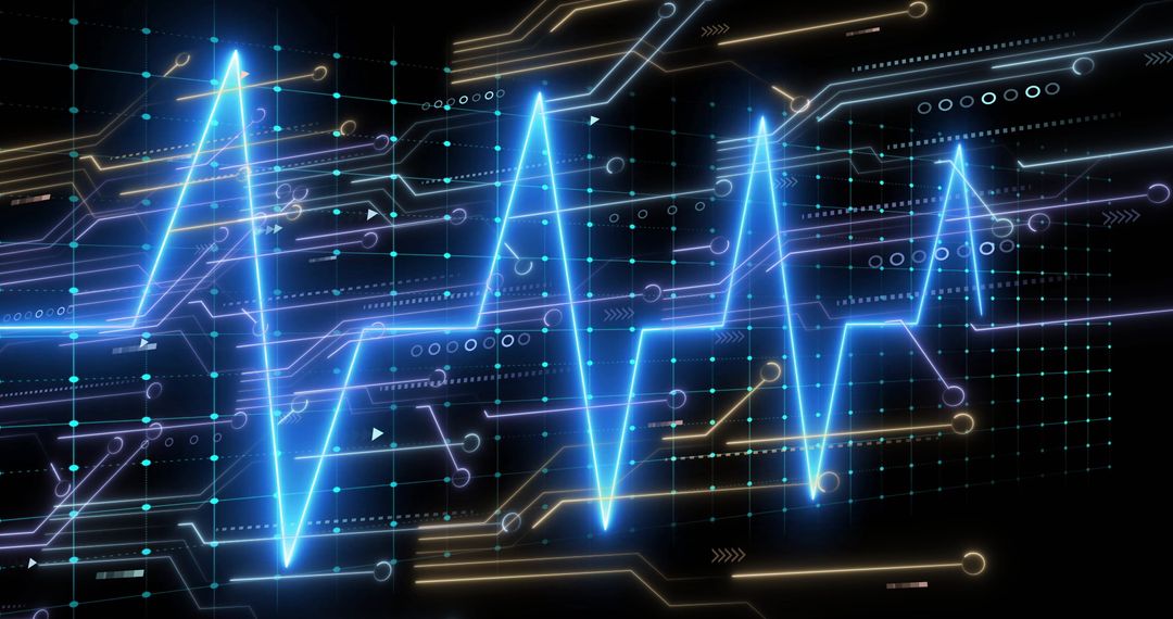 Futuristic Blue Neon Waveform on Digital Interface