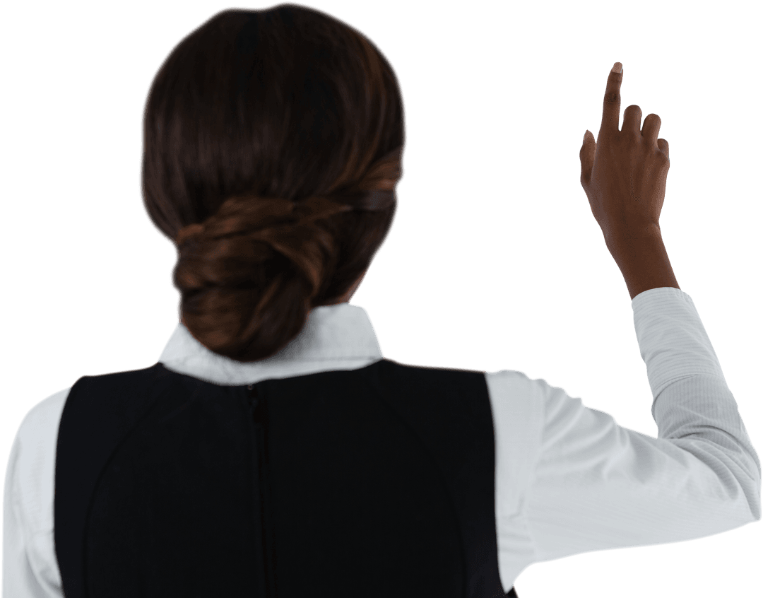 Transparent Background Businesswoman Pointing Interface