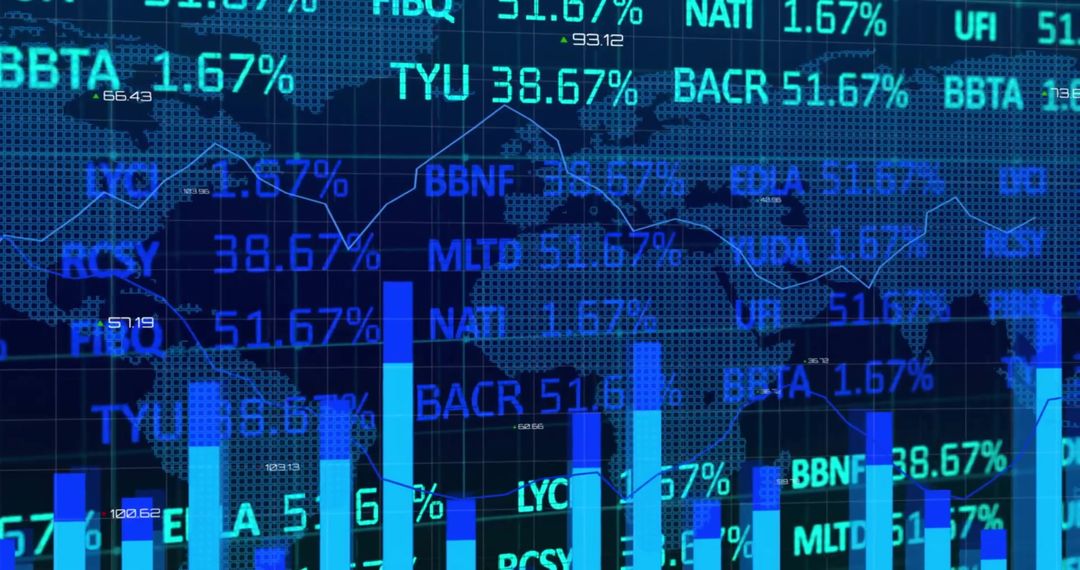 Stock Market Data Analytics Over World Map Background
