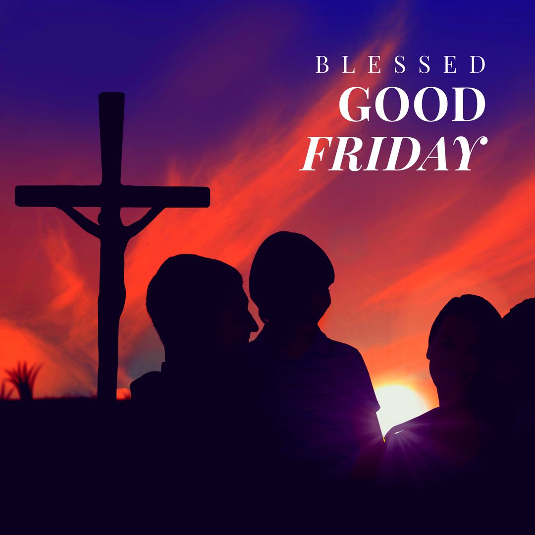 Good Friday Celebration: Family Silhouette with Cross - Download Free Stock Templates Pikwizard.com