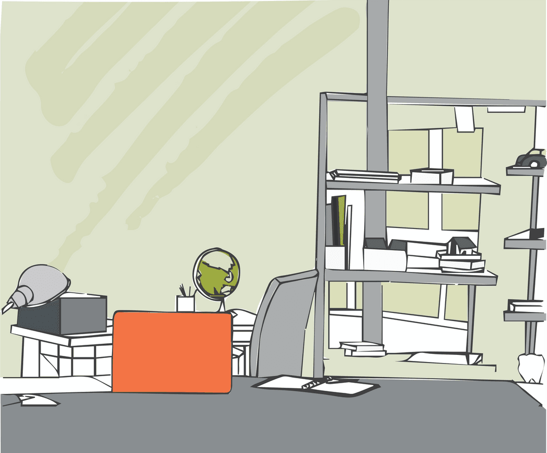 Minimalist Office Desk Illustration with Transparent Background