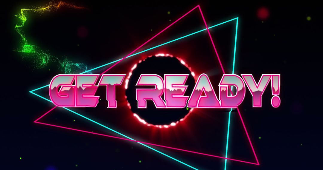 Vibrant Holographic Text Over Neon Abstract Background