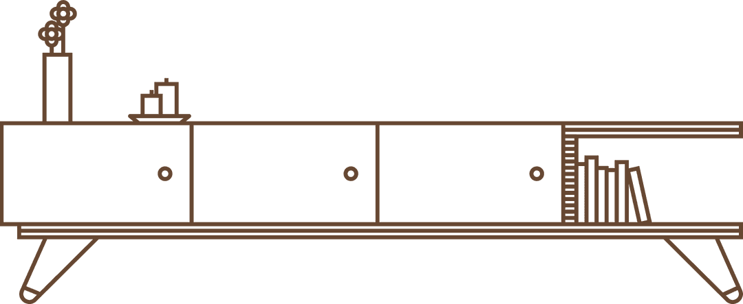Mid-Century Modern Credenza Vector Illustration on Transparent Background