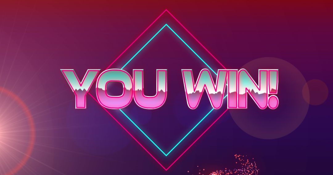 Exciting 'you win' digital banner with neon effect