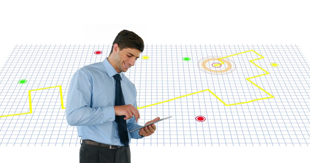 Business Professional Using Tablet with GPS Navigation
