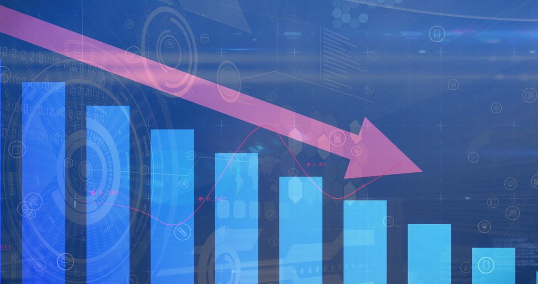 Falling Market Trends with Arrow on Digital Interface