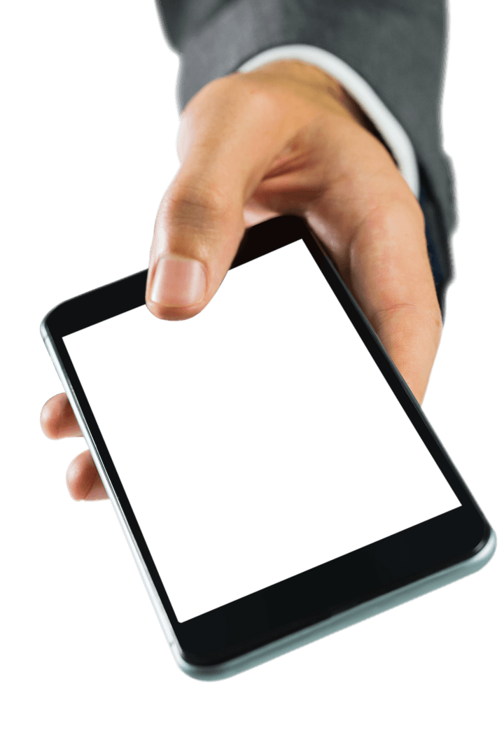 Hand Holding Smartphone on Transparent Background