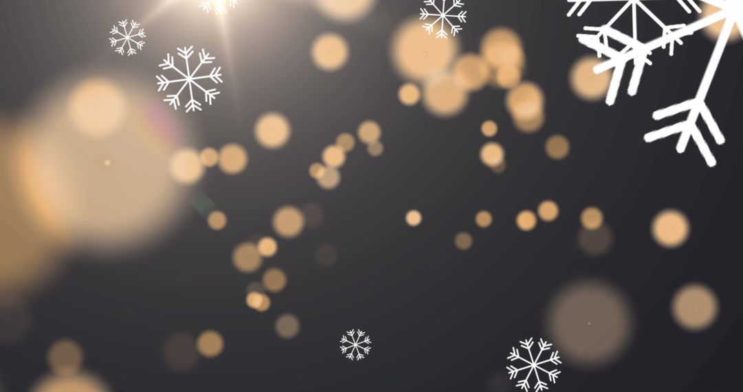 Elegant Falling Snowflakes with Warm Bokeh on Black