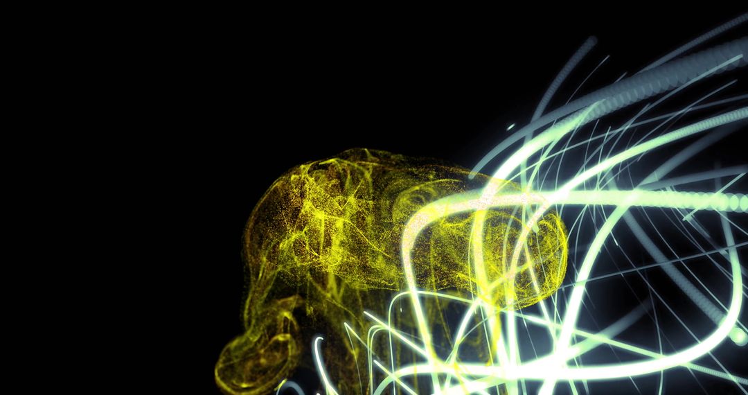 Abstract Dynamic Light Trails Over Dark Background