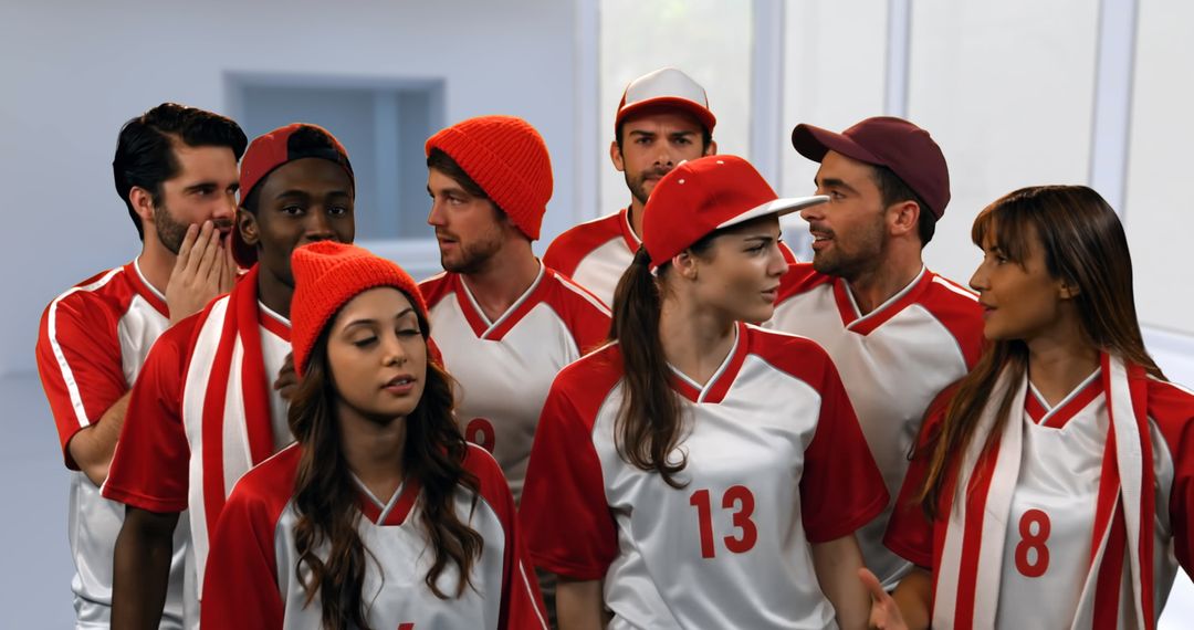 Excited Group of Diverse Fans Supporting Team