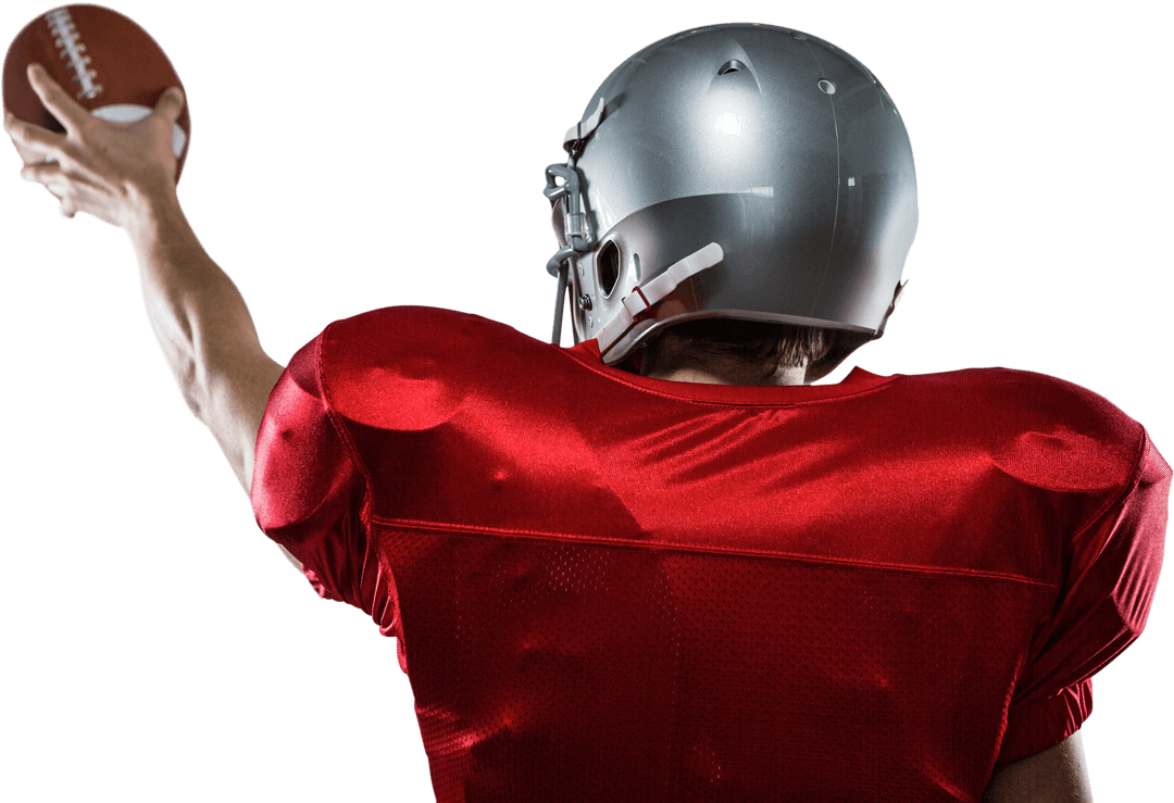 Transparent Football Player in Red Jersey Throwing Pass