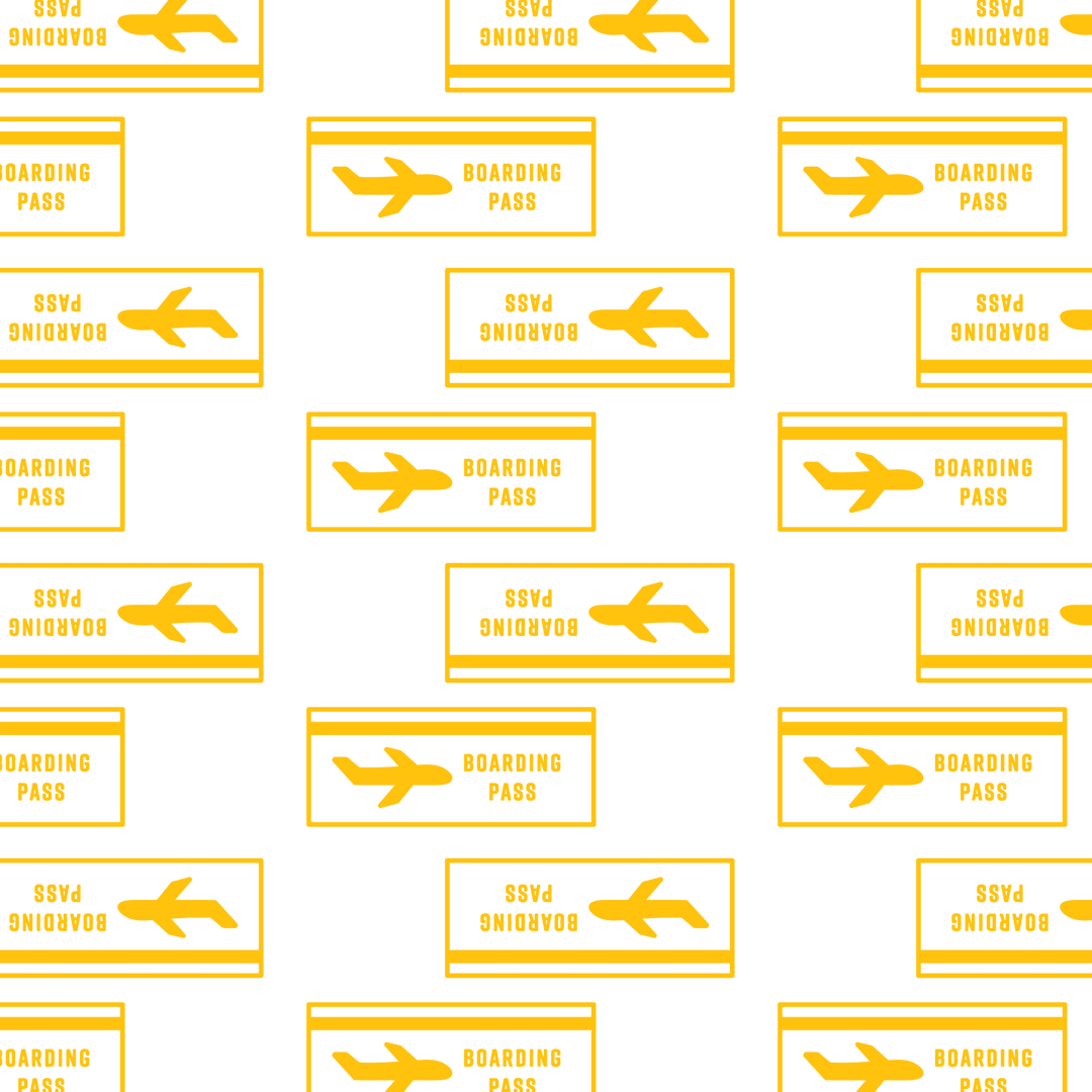 Yellow Boarding Pass Pattern on Transparent Background Illustration
