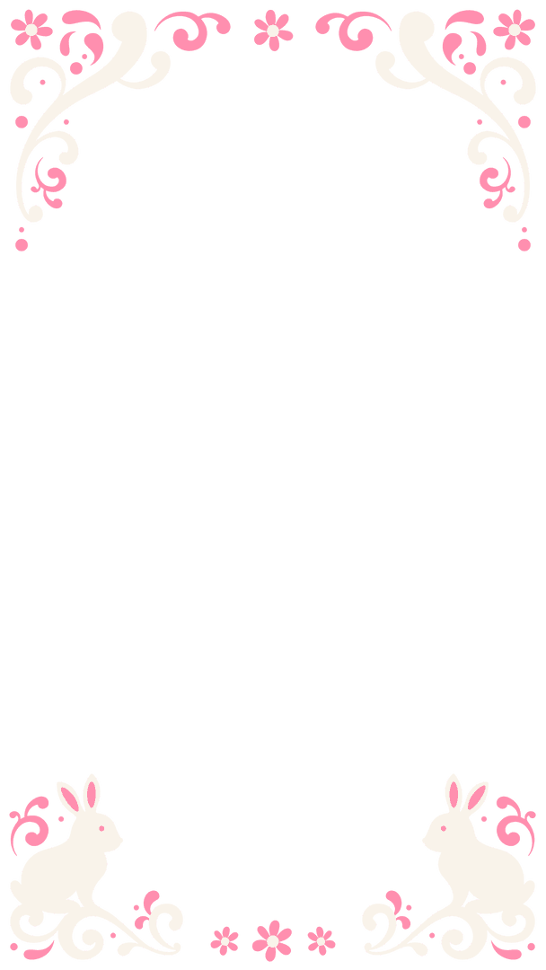 Floral Rabbits Decor Vector on Transparent Background