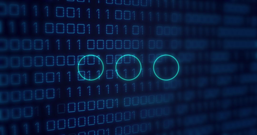 neon circles over binary code on digital screen interface - Free Images, Stock Photos and Pictures on Pikwizard.com