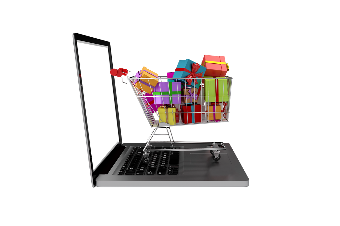 Transparent Laptop with Shopping Trolley Vector Illustration - Download Free Stock Images Pikwizard.com