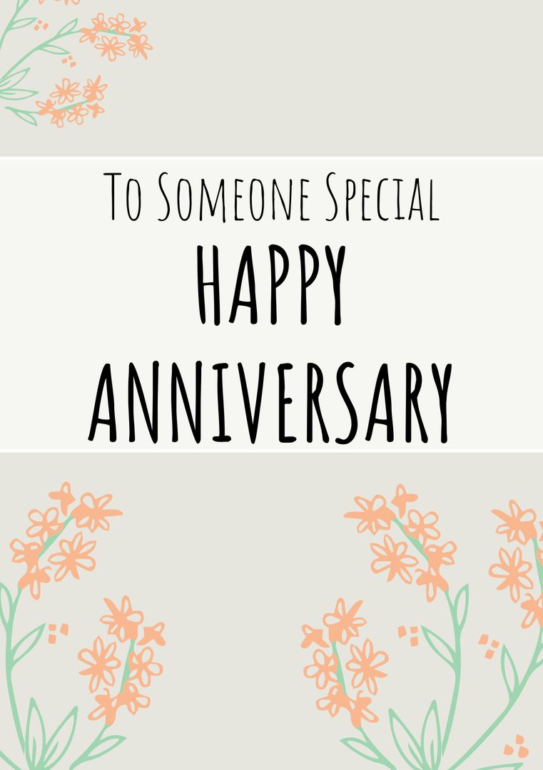 Floral Themed Happy Anniversary Greeting Card Design