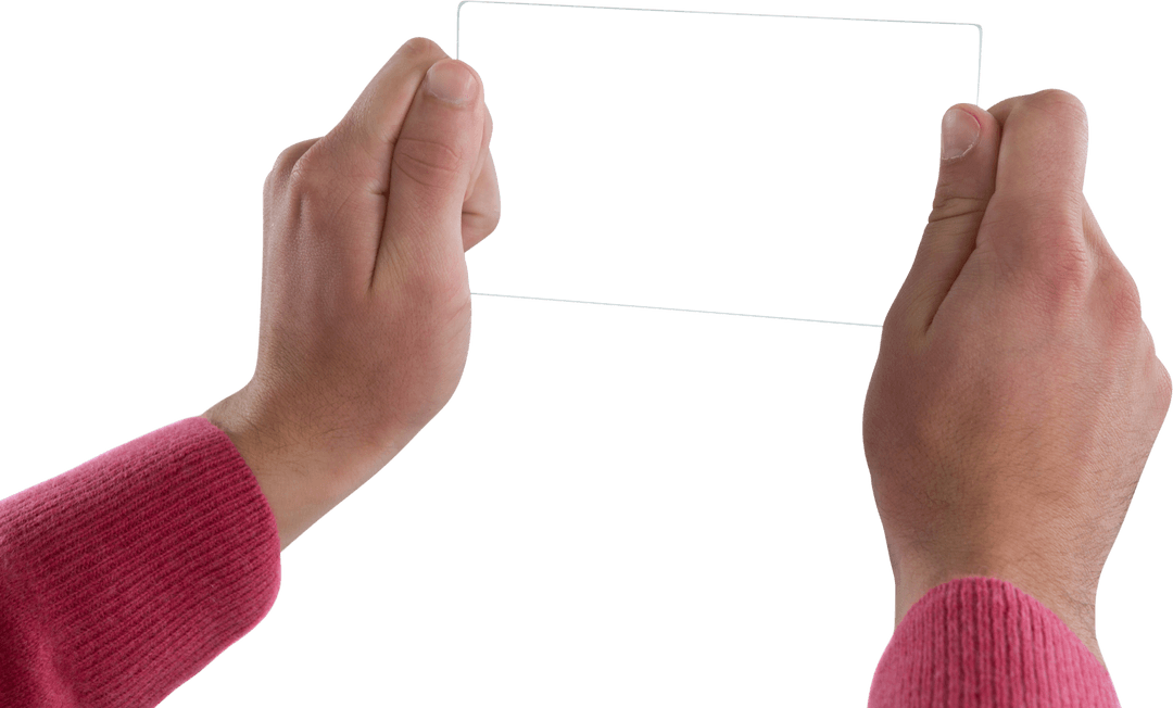 Transparent Smart Glass Screen Held by Male Hands Close-up