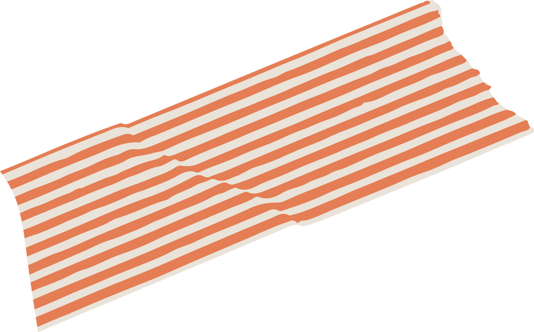 Striped Rectangular Fabric with Soft Folds on Transparent Backdrop