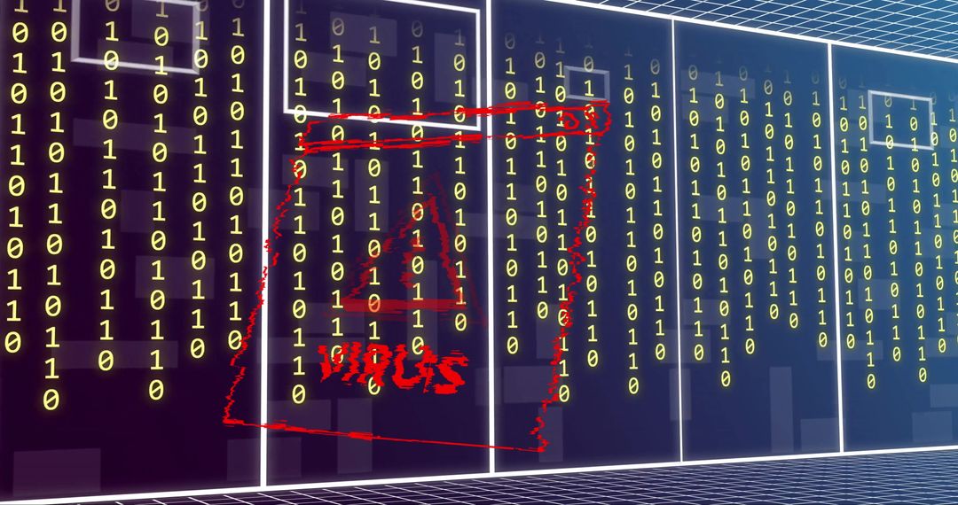 Virus Alert Highlighted in Datacenter Environment with Binary Code - Free Images, Stock Photos and Pictures on Pikwizard.com