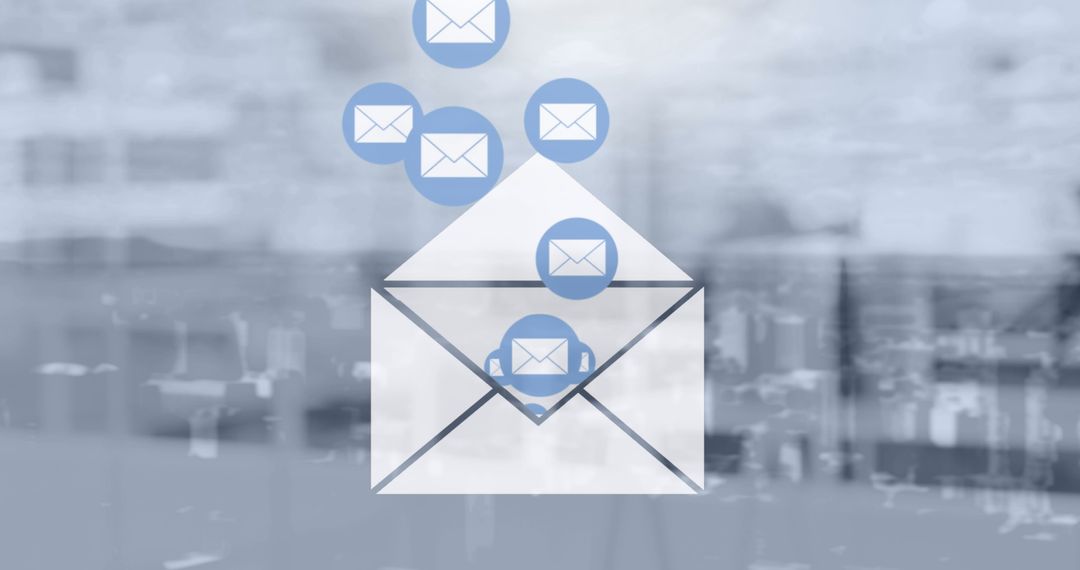 Digital Communication Simplified with Email Icons Desaturated Cityscape