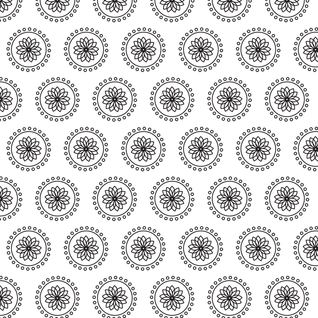 Black Floral Pattern Seamless on Transparent Background
