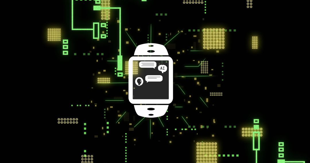 Smartwatch with AI Data Visualization and Circuit Board