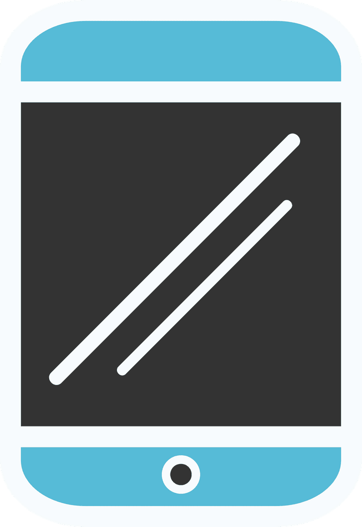 Blue Smartphone Digital Illustration on Transparent Background