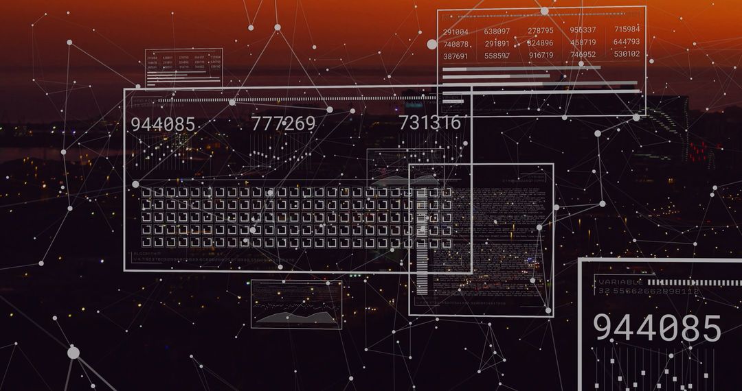 Digital Data Processing with Network Connections Over Dark Background