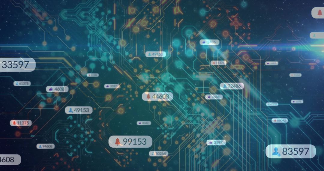 Futuristic Digital Network Interface with Data Nodes