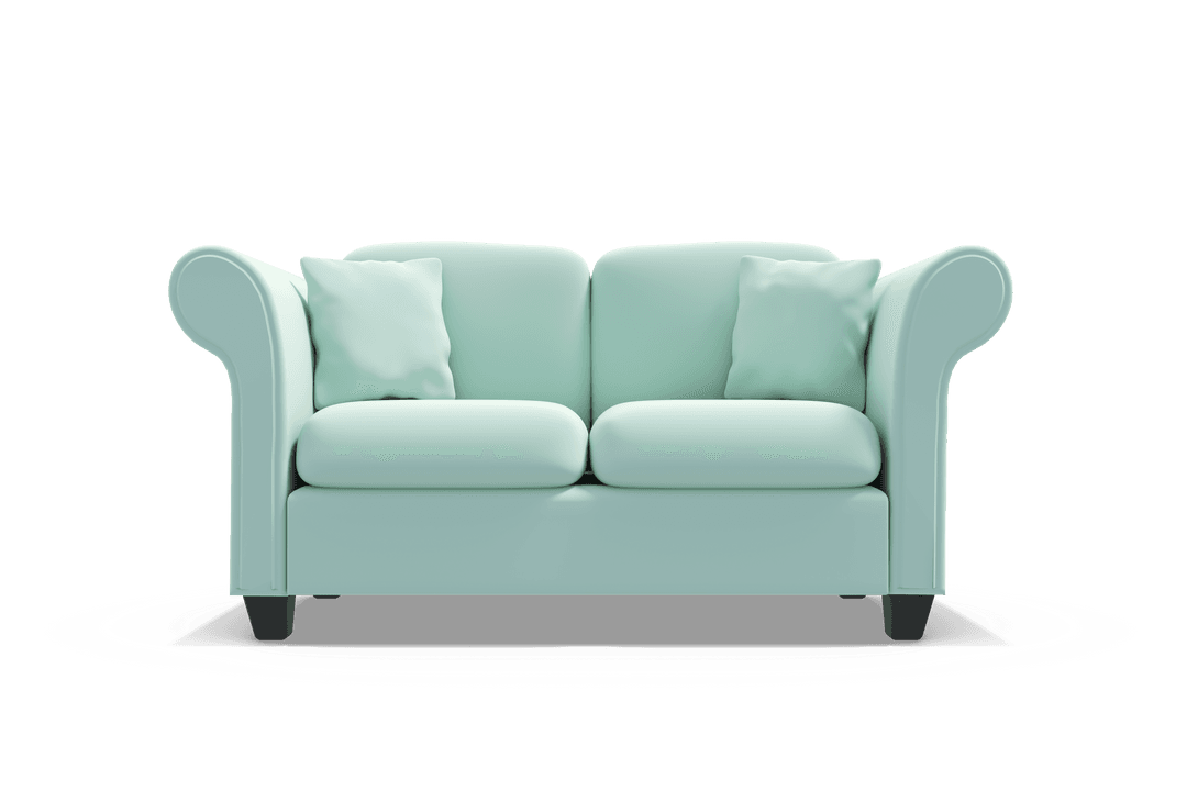 3D Transparent Mint Sofa with Soft Cushions Front View