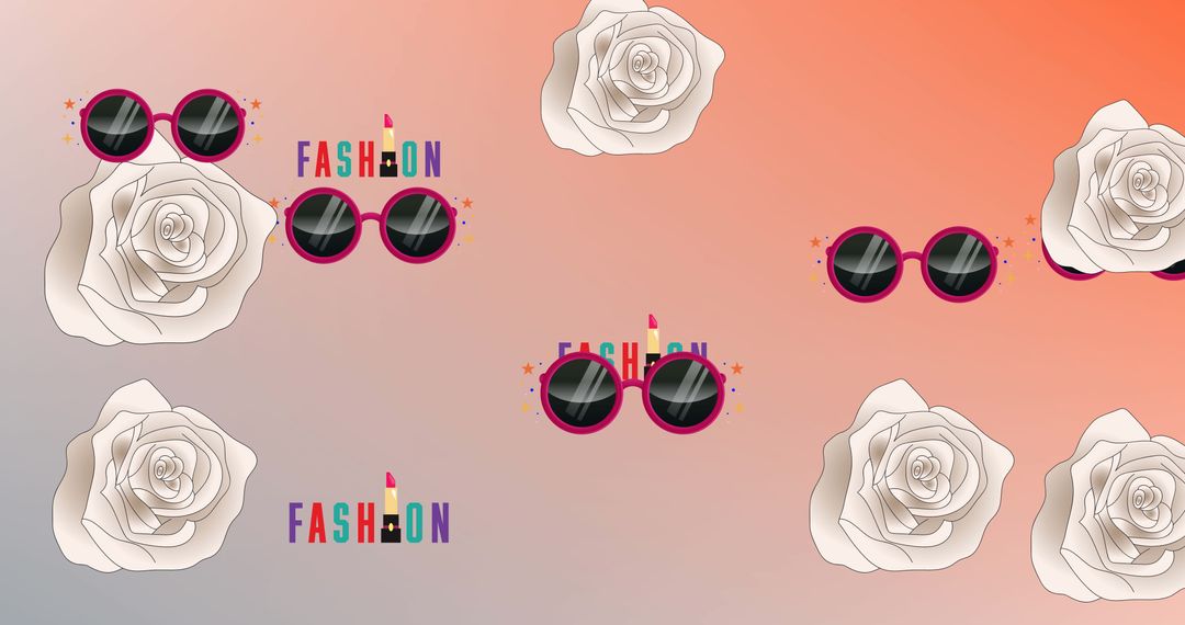 Chic and Trendy Pattern Featuring Sunglasses and Roses