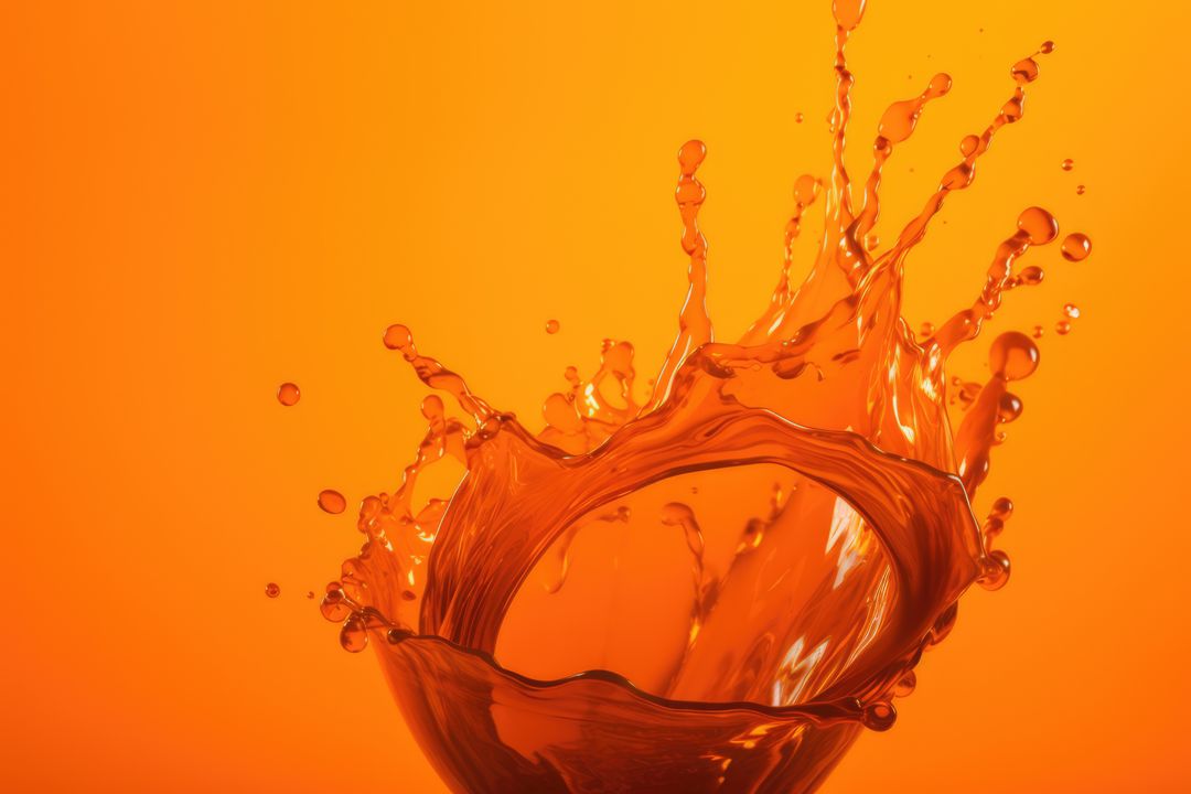 Close up of orange liquid splashing on orange background created using generative ai technology - Free Images, Stock Photos and Pictures on Pikwizard.com