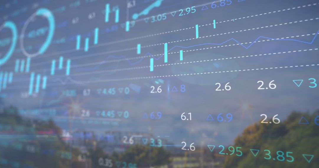 Financial Data Analytics Overlaid on Cityscape