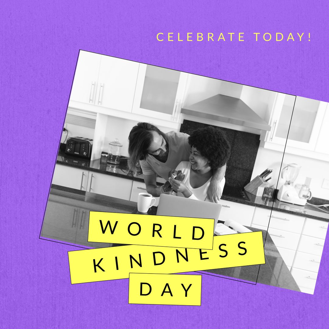 World Kindness Day Celebration with Diverse Couple in Kitchen