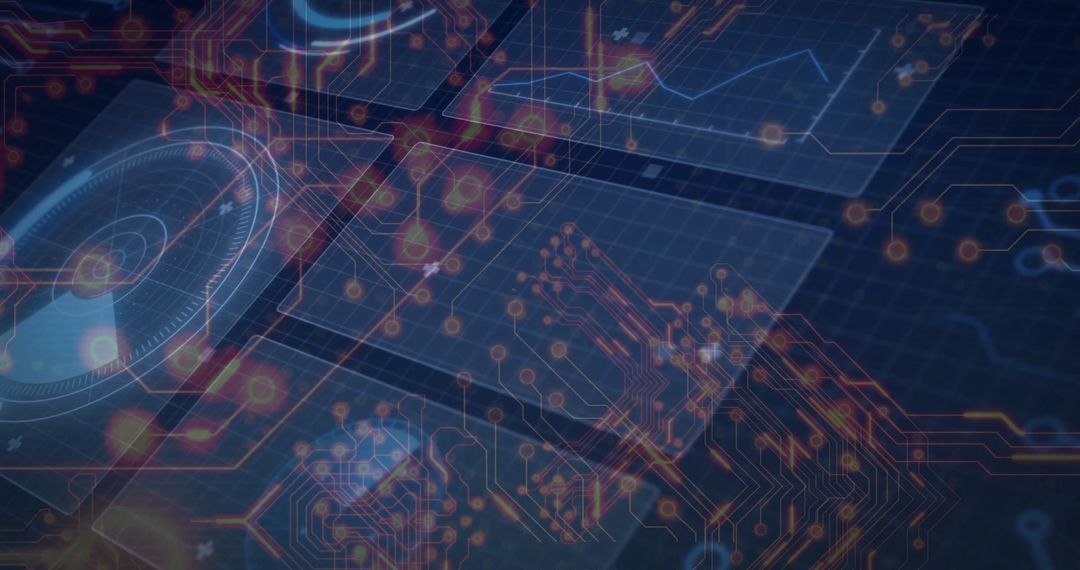 Futuristic Digital Interface with Animated Circuit Patterns