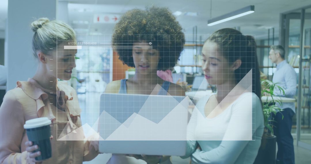 Diverse Colleagues Discussing Financial Data with Digital Interface