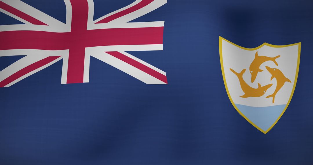 Anguilla Flag with Futuristic Data Overlay