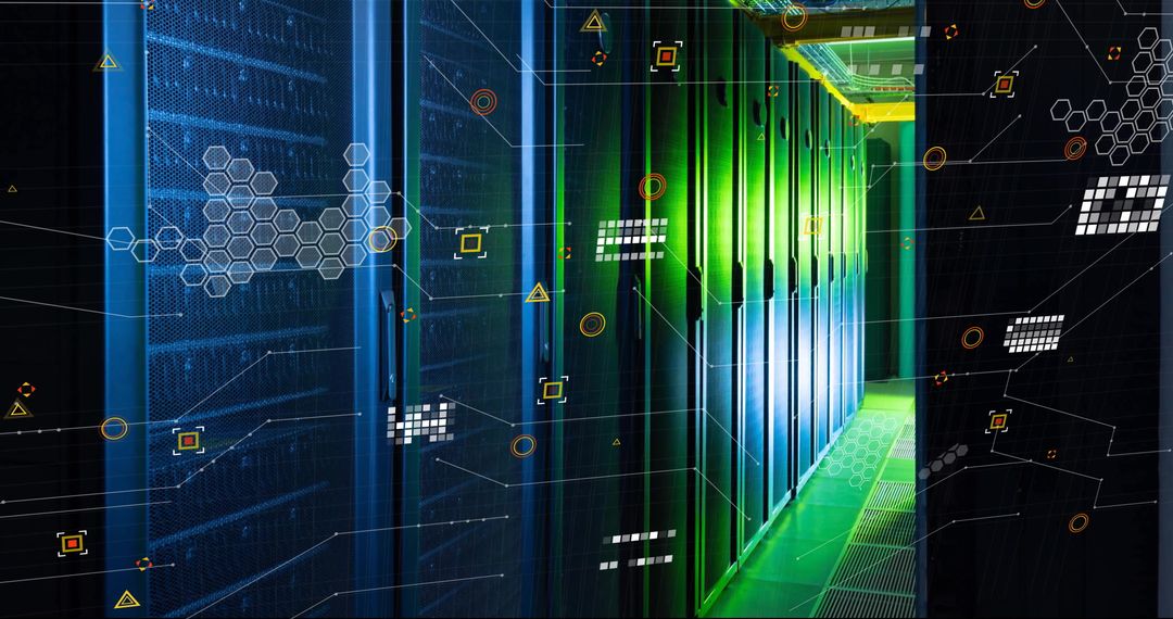 High-Tech Data Center with Digital Data Interface - Free Images, Stock Photos and Pictures on Pikwizard.com
