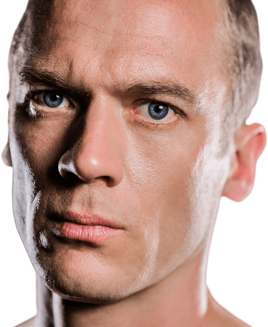 Transparent Close-Up of Determined Karate Fighter's Face