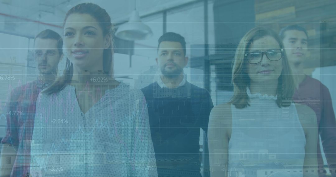 Digital Overlay Financial Data in Modern Office Environment